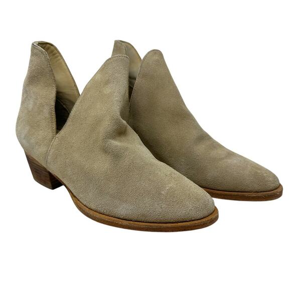 Free‎ People Charm Double V Ankle Boots Camel Suede Size Beige 37.5 US 7 - Picture 3 of 12